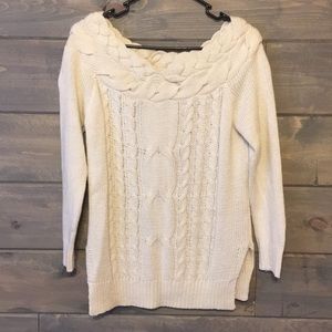 Wide shoulder cream sweater